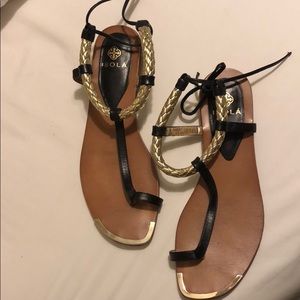 Gold open toed sandals